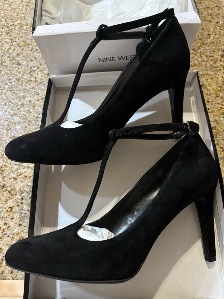 Zapatos de tacón alto Nine West para mujer de gamuza negra talla 11 Foto 2 de 4