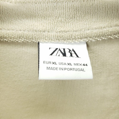 Zara Shirt Mens XL Colorblock Beige White Terry Cloth Towel Long Sleeve - Picture 6 of 9