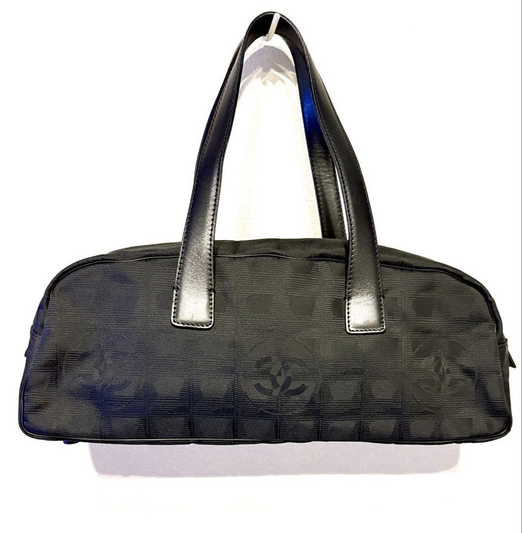 Chanel Black Mini Boston Shoulder Bag New Travel Line Good Condition From Japan