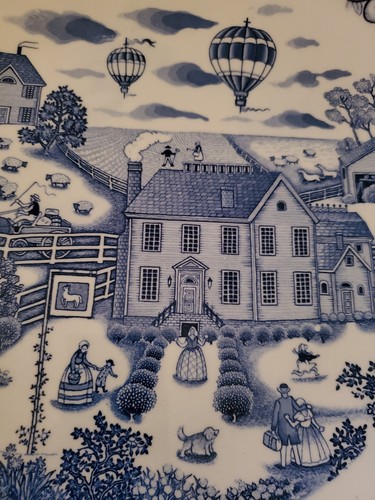 Vintage Sanyei Marushin Kunst Servierschale Pazifischer Ozean Landhaus Heißluftballons - Bild 2 von 5