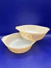 2 Vtg Anchor Hocking FIRE KING Peach Luster 5 1/4" Casserole Dishes Swirl USA