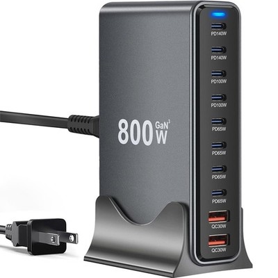 800W USB C Charger,GaN 10 Ports USB Charger,Multiple Plug Fast Charger Laptop...