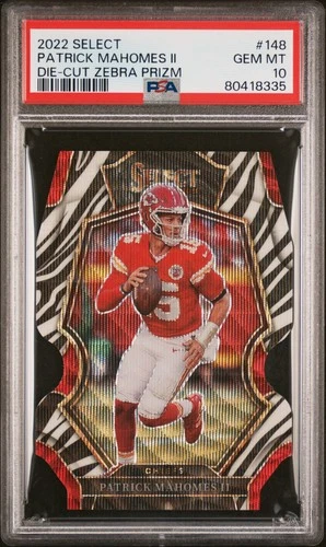 2022 Panini Select #148 Patrick Mahomes Ii Die-Cut Zebra Prizm PSA 10