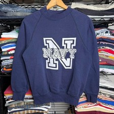 Vintage 80s Retro Navy Raglan Sweatshirt Crewneck