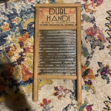 Dubl Handi Vintage Metal Pail Washboard Columbus, 8x18 Inches