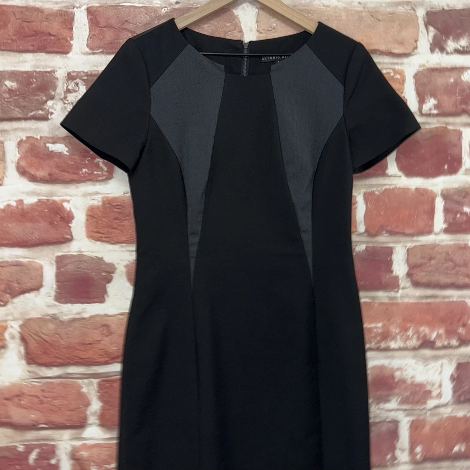 Vestido Antonio Melani Mujer Talla 6 Negro Gris Elástico Informal Carrera Cremallera Foto 3 de 4