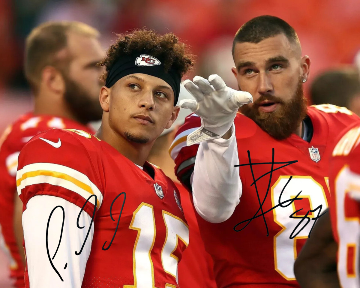 PATRICK MAHOMES TRAVIS KELCE KC CHIEFS (R2) 8 x10 SIGNED REPRINT