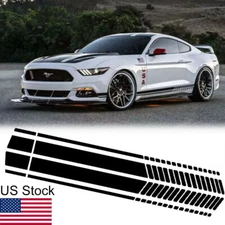 For Ford Mustang 2x Black Racing Stripes Side Door Fender Skirt Decal Stickers