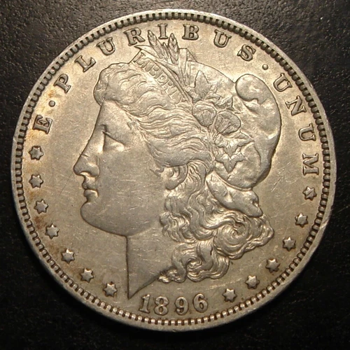 1896-O $1 Morgan Silver Dollar AU details - scratches on reverse