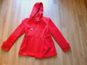 red winter wool coat
