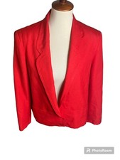 Vintage 80s Red Blazer With Shoulder Pads And Bottom Buttons