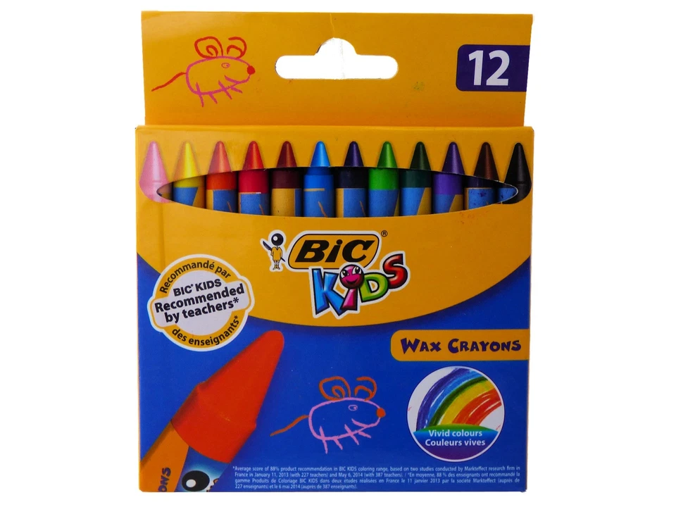 BIC CONTE BIC® 12 Kids Wachsmalstifte extra bruchsichere Wachsmalkreide Wachsmaler 6616834