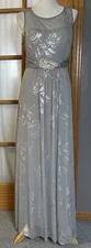 Jessica Howard Formal Gown 14 Gray Silver Floral Rhinestones Mother Of The Bride