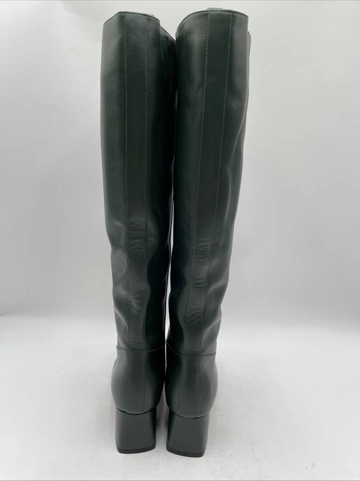 Nicholas Kirkwood Green Leather Pull On Block Heel Knee High Boots Women’s 36 - Image 4 of 4