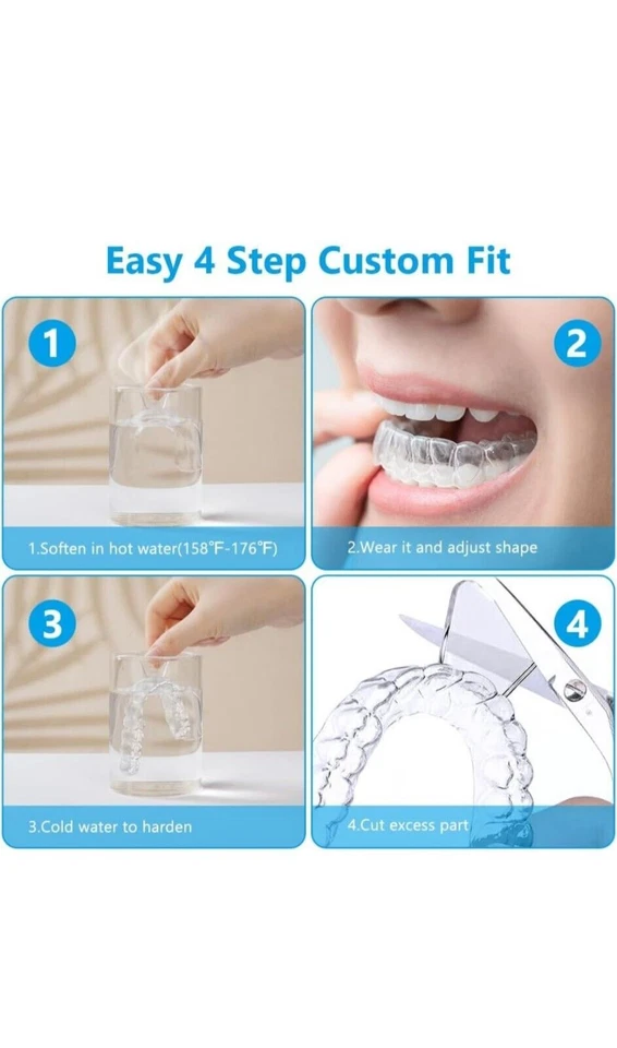 4 Bite Dentale Automodellante anti Russamento Notturno Digrignare denti Bruxismo - Image 2 of 4