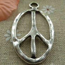 Free Ship 48 pcs tibetan silver peace symbol charms pendant 51x29mm L-358