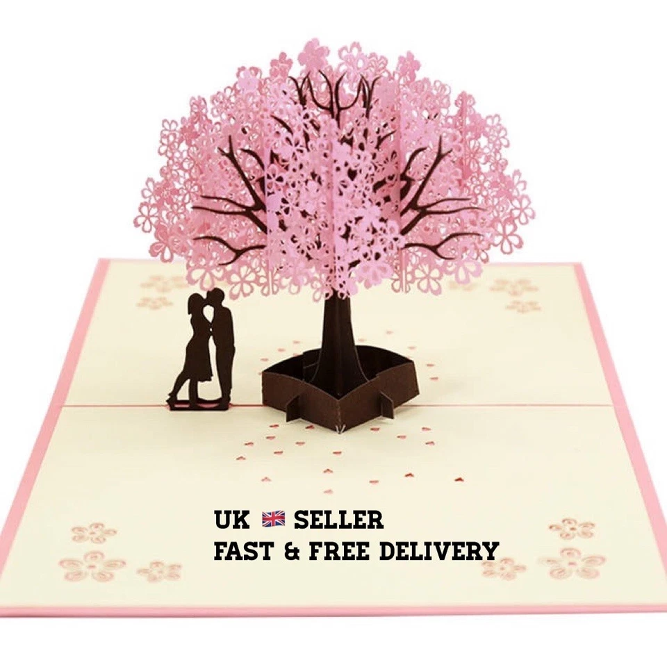 3D Cherry Blossoms Popup Card For Birthday Anniversary Valentine Wedding Gift