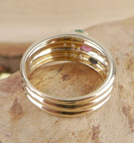 Edelstein Diamant Ring Damen in 585 Gelbgold Rubin, Saphir, Smaragd - Bild 6 von 6