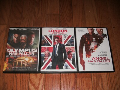 Olympus Has Fallen trilogy on DVD. 1, London Has Fallen and  Angel Has Fallen