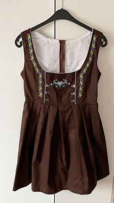 Damen Trachten Dirndl ärmellos Braun Stickerei Gr. 44 - Bild 1 von 2