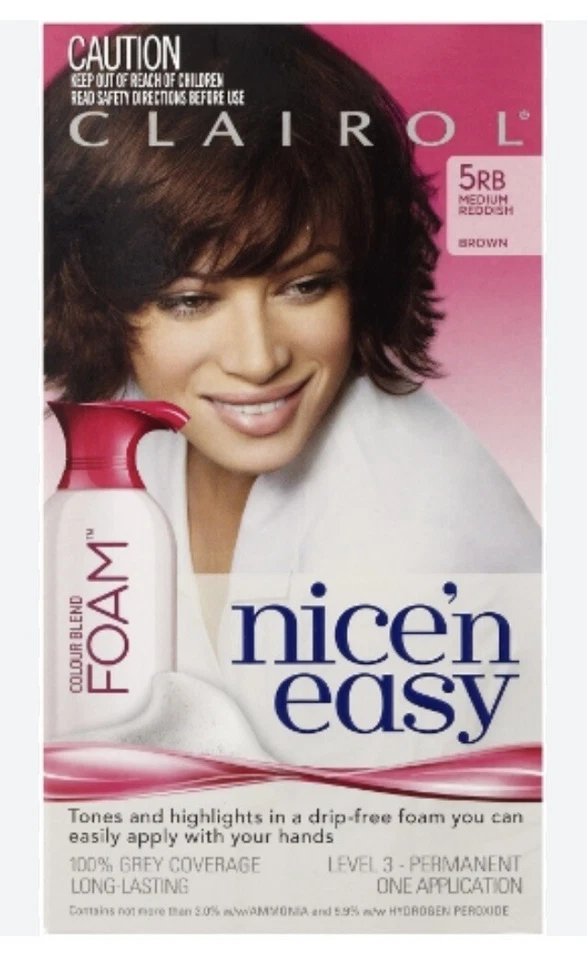 Paquete de 2 Espuma Clairol Nice 'n Easy Mezcla de Colores 5RB Medio Marrón Rojizo Rk/4 Foto 2 de 3