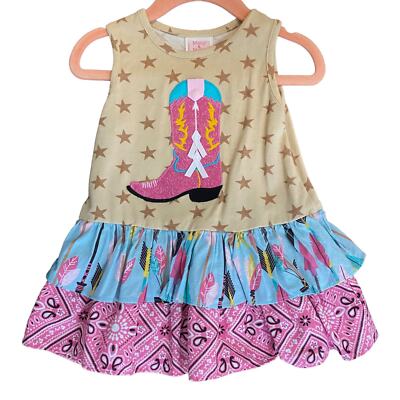 Molly & Millie Ric Rac Ruffles Toddler Girls Western Boot Dress Size 18 Months 