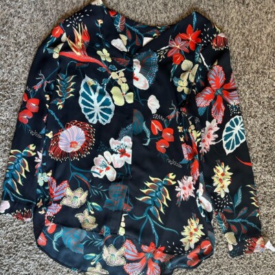 Vila Clothes Floral Print Long Sleeve Blouse Top Colorful Pattern