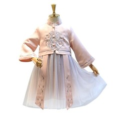 Girl Hanfu Outfit Embroidery Skirt Set Chinese Traditional Tang Suit Mesh Dress