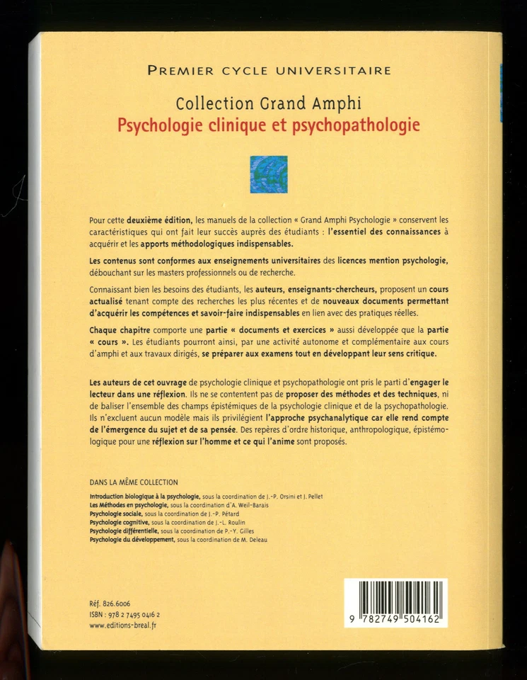 ★ PSYCHOLOGIE CLINIQUE ET PSYCHOPATHOLOGIE ★ ED BREAL DL 2009 ★ 446 PAGES - Photo 2/2