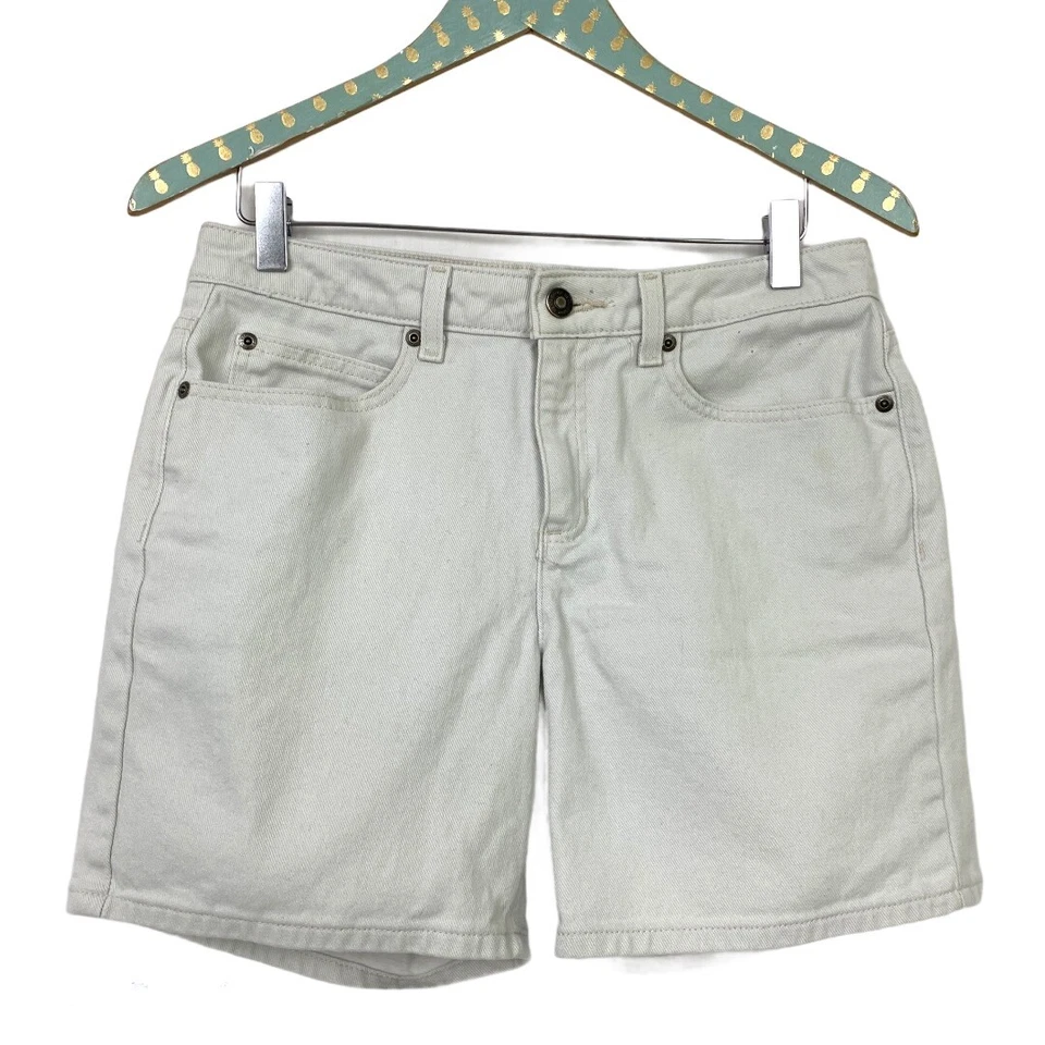 Pantalones Cortos Jean Liz Claiborne Vintage 4 Mujer 30x5.5 Off White Denim Mamá Cintura Alta Foto 2 de 4