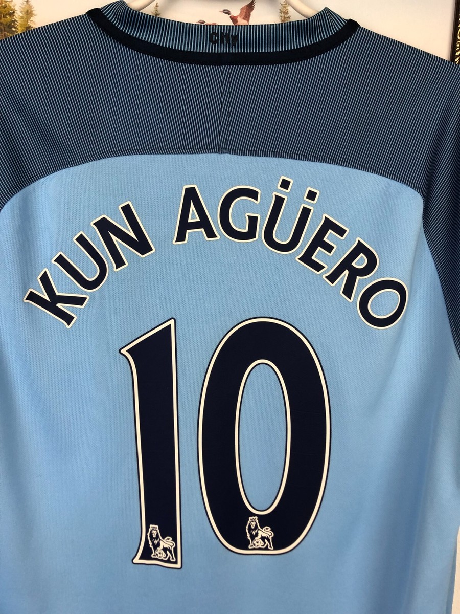 Manchester City Home football shirt 2016 Soccer #10 Kun