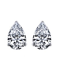 Solitaire Stud Earrings Cubic Zirconia 14k White Gold Plated Sterling Silver