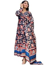 Printed Jaipuri Ajrakh Kurta Set With Dupatta for Women  Kurti Set for Woman 