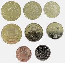 Uzbekistan 4 Coins Set 50, 100, 200, 500 Som UNC World Coins