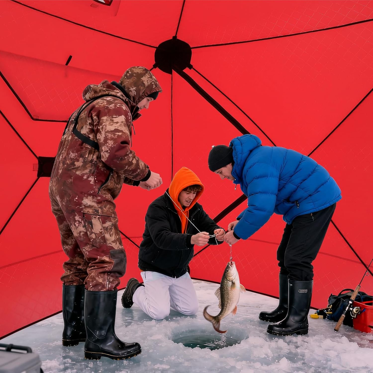 3-4 People Insulated Pop-Up Ice Fishing Shelter Windproof Portable Ice Shanty