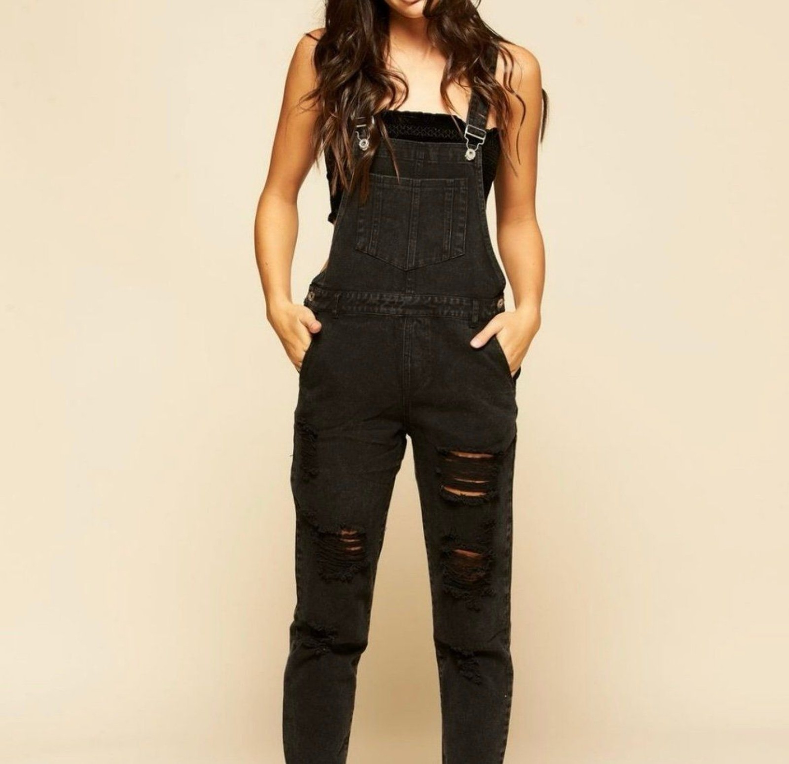 SALE Levi’s Black Wash Distressed Jean Overalls