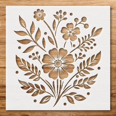Floral Silhouette Wall Art Stencil for Nature - Inspired Decor - StencilAir