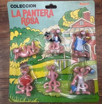 #ad 1987 La Pantera Rosa Miluplast 6pk Mini Figure Pink Panther Argentina Rubber NEW $150.00