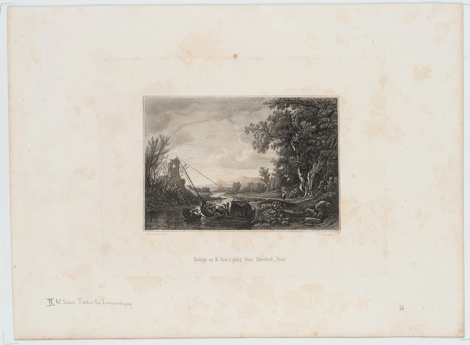 ZASTERA (*1818) nach MARKO (*1791), Flussfischer auf kleinem Kahn, um 1855, Sst. - Bild 2 von 4