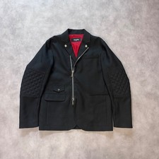 DSQUARED2 Men's Black Wool Biker Blazer Jacket Quilted Elbows Size:IT-54