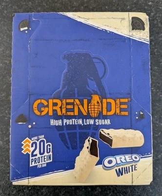Grenade Oreo White Bars - Box of 12x60g Full Size Bars - Expiry 07/26 - FREE P+P