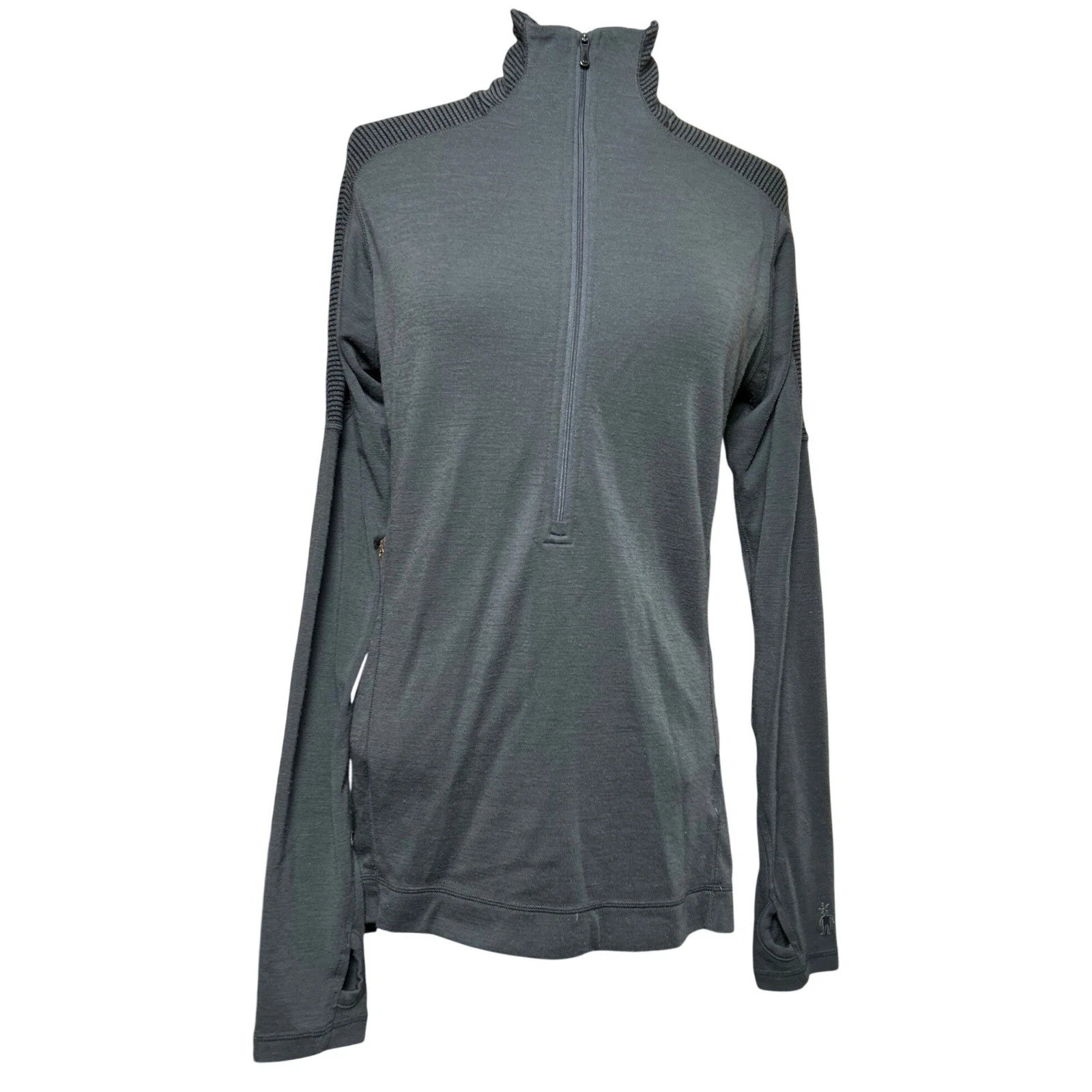 Smartwool Mens 100% Merino Wool Quarter Zip Pullover Gray Base Layer Size S