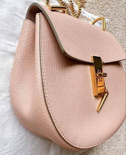 Chloe Pink Leather Mini Shoulder Bag with Chain Drew USED Shipped from Japan - Picture 4 of 16