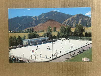 Postcard Sun Valley Idaho Lodge Resort Ice Skating Rink Union Pacific Railroad