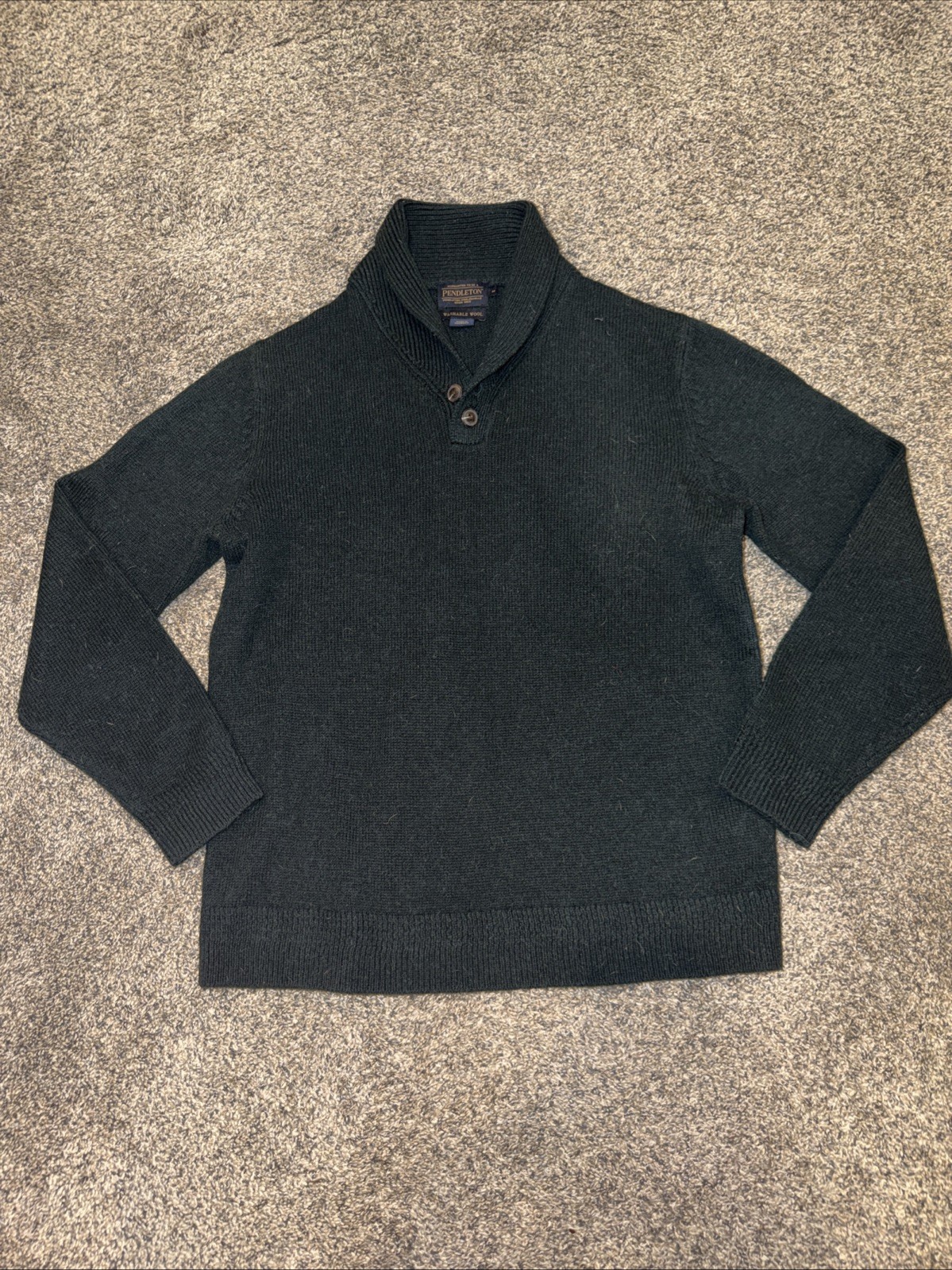 Pendleton Size Medium Dark Green Washable Wool Me… - image 1