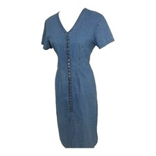 Vintage Y2K Denim Maxi Dress Small Coastal Cowgirl Country Concert Rodeo Bodycon