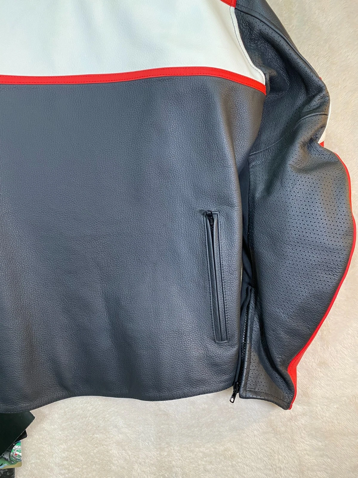 AGV Sport Pilot Vented Leather Motorcycle Jacket Size 46 Black Red Armored NWT image 18