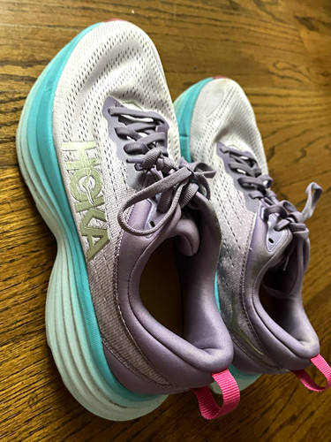 Hoka One One Bondi 8 Low Top Cushioned Road Running Sneakers Purple/Blue