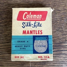 VINTAGE NOS COLEMAN SILK LITE LANTERN MANTLES NO. 21A WITH  BOX COUNT OF 6