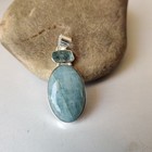 Aquamarine &Row Aquamarine Gemstone Pendant 925 Sterling Silver Boho Gift PG5901